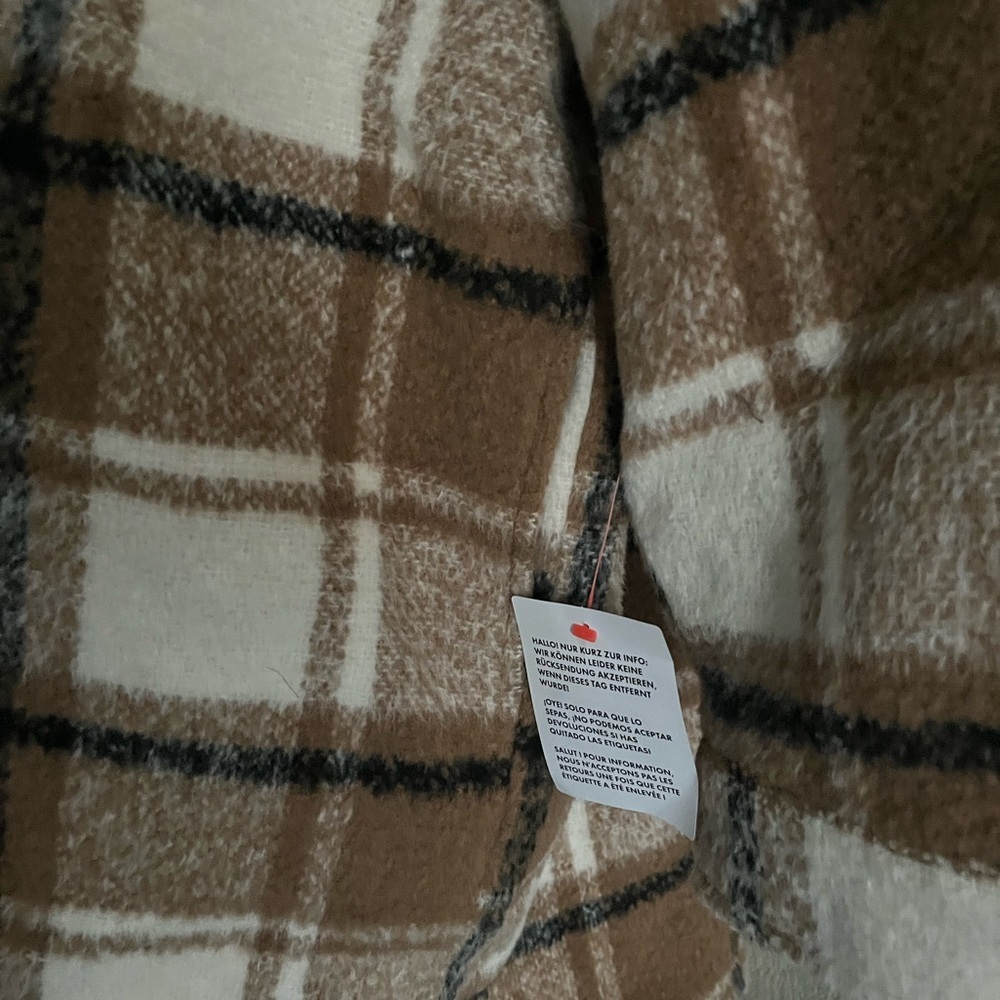 Plaid Brown and White Mens Jacket long length ASOS 3XL - Picture 8 of 9